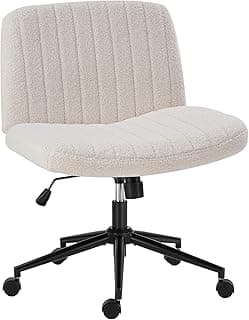 OLIXIS Criss Cross Chair with Wheels Wide Cross Legged Office Desk Vanity Chair Comfy Fabric Armless Adjustable Swivel for Home Computer Task Teddy...