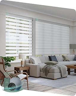 Yoolax Motorized Blinds with Remote, Electric Zebra Blinds for Indoor Windows, Room Darkening Smart Shades with Voice Control, Compatible with Alex...