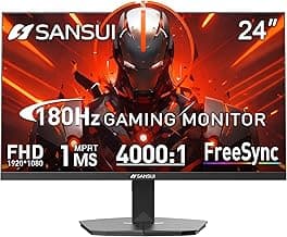 SANSUI Gaming Monitor, 24 Inch 180Hz, FHD 1080P 1ms 110% sRGB Computer Monitor, HDMI DP Ports VESA Support for Game Office (HDMI Cable Included)