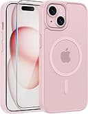 FNTCASE for iPhone 15 Case: for iPhone 14 Case & iPhone 13 Case [Compatible with Magsafe] Translucent Matte Cases with [Screen Protector] Military ...