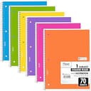 Mead Spiral Notebook, 6 Pack, 1 Subject, College Ruled Paper, 7-1/2" x 10-1/2", 70 Sheets per Notebook, Assorted Bright Colors (830050-ECM)