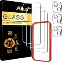 Ailun 3 Pack Screen Protector for iPhone 15 [6.1 inch] + 3 Pack Camera Lens Protector with Installation Frame,Case Friendly Tempered Glass Film,[9H Hardness] - HD