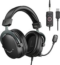 FIFINE Wired Gaming Headset, USB Headphone with 7.1 Surround Sound, Detachable Microphone, Control Box, 3.5mm Headphones Jack, Over-Ear Headset for...