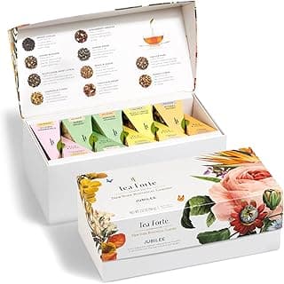 Tea Forte Premium Presentation Box Gift Set Sampler, 20 Count, Assorted Blends Individually Wrapped Handcrafted Pyramid Infuser Bags, Gifts for Mom...