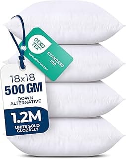 Utopia Bedding Throw Pillows, Decorative 18x18 Pillow Inserts, Set of 4 | Down alternative pillow insert with plush fluffy fill for beds sofas couc...