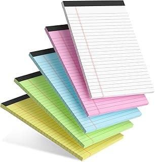 5pcs Small Note Pads 5x8 Notebook College Ruled Legal Pads Color Notepads 5 Pack Study Back Writing Pads 5 x 8 Perforated Narrow Ruled Pads of Pape...