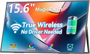 MAGICRAVEN Wireless Portable Monitor for Laptop, 15.6" Portable Monitor with Battery-1080P FHD Second Screen for Home & Office, AirPlay & Miracast ...