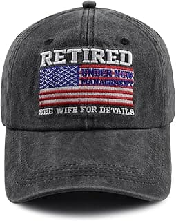 Retired Under New Management See Wife for Details Hats, USA Flag Retirement Baseball Cap