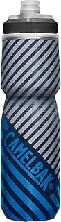CamelBak Podium Chill Outdoor Water Bottle 24oz, Navy/Blue Stripe | Easy Squeeze Design, Double Wall Insulation, High Flow Self Sealing Cap, Secure Bike Cage Fit, Durable Cycling Bottle