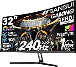 SANSUI 32 Inch Curved 240Hz Gaming Monitor High Refresh Rate, FHD 1080P Gaming PC Monitor HDMI DP1.4, Curved 1500R, 1Ms MPRT, HDR,Metal Stand,VESA ...