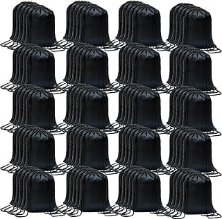 CAIHONG 100 Pack Drawstring Backpack Bulk Drawstring Bags Cinch Sack for Gym, Yoga, Shopping, Sports, Hiking or Gifts for Women and Men, Black-100pcs