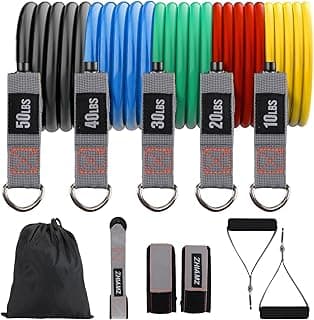 Resistance Bands with Handles, Single Resistance Bands, Exercise Bands with Handles, for Resistance Training, Physical Therapy, Home Workouts, Fitn...