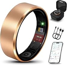 Smart Health Ring 2.0 for Women Men, Slim Scratch & Fingerprint Resistant Design, Efficient Chip Fitness Tracker, Monitors Heart, Blood Oxygen & Pr...