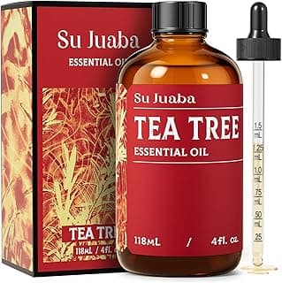 SU JUABA 4 Fl Oz Tea Tree Essential Oil, 100% Natural Aromatherapy Oil for Toenail, Skin, Face, Hair, Shampoo - 118ML