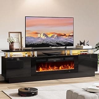 70" TV Stand for Living Room, Modern Entertainment Center & Media Console, Fits TVs up to 80", Storage Cabinet with Shelves, 36" Electric Fireplace...