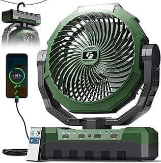 FRIZCOL 3-in-1 Camping Fan - Portable Fans Rechargeable - 24000mAh Battery Powered Fan with Light & Remote for Indoor, Outdoor, Tent, Travel, Fishi...