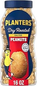 PLANTERS Salted Peanuts, Dry Roasted Peanuts, Party Snacks, Plant Based Protein, Snacks For Adults, 16oz (1 Jar)