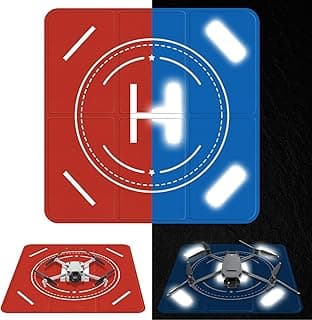 FPVtosky Nighttime Reflective Drone Landing Pad, Fast-fold Double Sided Waterproof Landig Pad Weighted for DJI Lito X1/Mini 5 Pro/ 4/3 Pro/Mini 4k ...