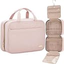 NISHEL Travel Toiletry Bag for women, Portable Hanging Organizer for Full-Sized Shampoo, Conditioner, Brushes Set, Makeup Accessories, Large Size, ...