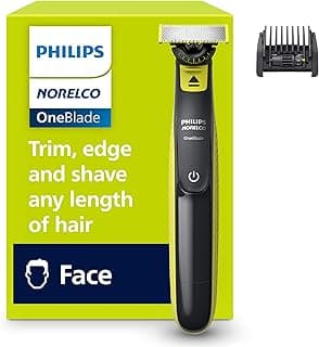 Norelco Philips OneBlade 360 Hybrid Face Trimmer and Shaver, 5 Length Comb | 360 Blade Technology, 5-length Comb, 100% Showerproof, Stainless Steel...