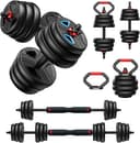 Adjustable dumbbell set,20/35/45/55/70/90lbs Free Weights set with upgraded nut, 5 in 1 Weight Set Used as Kettlebells, Barbell, Push up Stand, Fit...