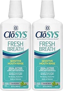 CloSYS Mouthwash, 32 Ounce, 2 Count, Fresh Breath Mouthwash, Gentle Mint, Alcohol Free, Dye Free, pH Balanced Mouth Wash, Helps Soothe Entire Mouth...