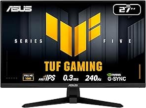 ASUS TUF Gaming 27”1080P Monitor (VG279QM5A) – Full HD (1920 x 1080), 240Hz, 0.3ms, Fast IPS, G-SYNC Compatible, Extreme Low Motion Blur Sync, 99% ...
