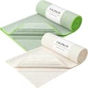 Gilprop 2 Pack Hot Yoga Mat Towel for Pilates, 72"x26",Green, Beige | Fit Yoga Mat, Mat Sized, No Slip, Stay Put Elastic Corner Grip Pocket, Sweat ...