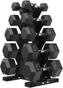 HANDBODE Hex Dumbbell Sets with A Rack,Rubber Encased Exercise & Fitness Dumbbells Set, Hand Weight for Strength Training