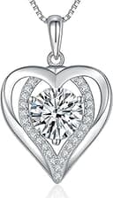 Moissanite Necklace for Women, 1-3 Carat Heart Necklace Engraved with 'I LOVE YOU' Gift for Wife, Anniversary Birthday Christmas Valentine Engageme...