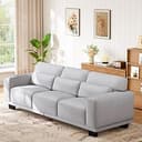 Marsail 89” Sofa, 3-Seater Modern Upholstered Couch with Deep Seats, Comfy Linen Couches for Living Room, Bedroom, Office, Apartment, Grey