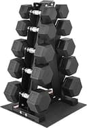Fitvids Rubber Coated Hex Dumbbell Set with Storage Rack, 100/150/200/550 LB Hand Weight Set with Anti-Slip Grip for Home Gym