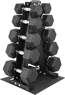 Fitvids Rubber Coated Hex Dumbbell Set with Storage Rack, 100/150/200/550 LB Hand Weight Set with Anti-Slip Grip for Home Gym