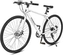 VIRIBUS Hybrid Bikes, 28 inch Mens Hybrid Bicycle 7 Speed with Lightweight Aluminum Frame & Disc Brakes, 700C Retro Vintage Adult Bike for Tall Men & City Commuters 85% Pre-Assembled