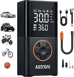 AstroAI L7 Tire Inflator Portable Air Compressor Cordless Mini Bike Pump with Digital Dual Values Display, 150 PSI Car Tires Air Pump with LED Ligh...