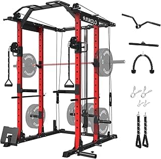 Mikolo Power Cage, Power Rack with Cable Crossover System, 1500LBS Squat Rack with LAT Pull Down System, Workout Cage with Pulley System for Fitnes...