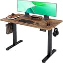 Claiks Electric Standing Desk, Adjustable Height Stand up Desk, 24x48 Inches Sit Stand Home Office Desk with Splice Board, Black Frame/Rustic Brown...
