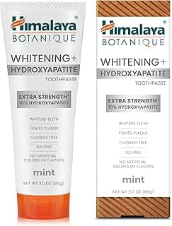 Himalaya Botanique Whitening + Extra Strength Hydroxyapatite Toothpaste - 10% Nano Hydroxyapatite to Support Remineralization & Restore Enamel to S...