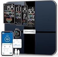 ABLEGRID Smart Body Fat Scale, Rechargeable Digital Bathroom Scale for Body Weight, Gradient Trends and Difference in Change Display, 22 Body Metri...