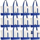 12 Pcs Canvas Tote Bags Bulk with 2 Outer Pockets, Ribbon, Cards 18.5" Reusable Shopping Grocery Bags Blank Sublimation Tote Appreciation Gift for ...