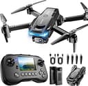 Drone with Camera - Drone with Screen on Controller for Beginners, Foldable Remote Control Quadcopter with Gesture Control, 3D Flip, One Key Start, Emergency Stop, 2 Batteries, Easier to use