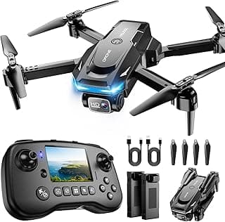 Drone with Camera - Drone with Screen on Controller for Beginners, Foldable Remote Control Quadcopter with Gesture Control, 3D Flip, One Key Start,...