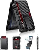 Wallet for Men, Mens Minimalist Wallet 9-13 Cards, Slim Compact Wallet with Money Clip & ID Window, RFID Blocking Smart Pop Up Card Wallet, Metal Aluminum Credit Card Holder Bifold Wallet