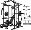 Mikolo Power Cage, Power Rack with Cable Crossover System, 1500LBS Squat Rack with LAT Pull Down System, Workout Cage with Pulley System for Fitnes...
