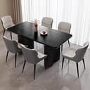 63" 7-Piece Kitchen & Dining Set,Modern Table & 6 Chair Set for Home,Apartment,Elegant Dining Chairs with Padded Seats & Backrests,Stable Frame Rec...