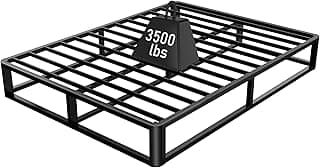 Firpeesy Upgrade Anti Bending and Round Corner Legs 10 inch Metal Full Bed Frame 3500 LBS Heavy Steel Slats Support Platform Bed Frames No Box Spri...
