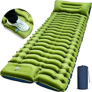 FUN PAC Camping Sleeping Pad, Ultralight Camping Mat with Pillow, Built-in Foot Pump Inflatable Sleeping Pads Compact for Camping Backpacking Hikin...