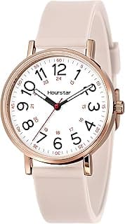 Women's Analog Nurse Watch with Second Hand for Nursing, 12/24 Time, Silicone Band, Easy Read