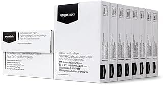 Amazon Basics Multipurpose Copy Printer Paper, 20 lb, 8.5 x 11 Inches, 8 Reams (4,000 Sheets), 92 Bright White, Great for Crisp Ink Printing