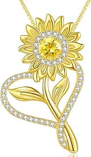 Sunflower Gifts for Women, Sunflower Necklace You are My Sunshine as Mother's Day Gift for Mom, Silver Necklace Anniversary Birthday Gifts for Wome...